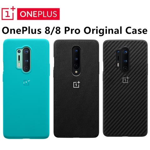 100% Original oficial OnePlus/8 /8 Pro caso cubierta de piedra arenisca parachoques cian Karbon fibra de Nylon de vuelta a prueba de golpes a prueba ► Foto 1/6