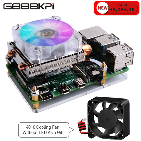 GeeekPi-ventilador de refrigeración de torre de hielo de perfil bajo, cambio de luz RGB en 7 colores Super con soporte para Raspberry Pi 4B / 3B / 3B + ► Foto 1/6