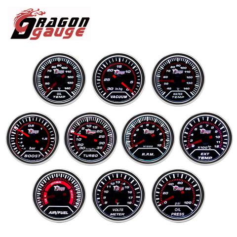 DRAGON GAUGE-medidor de temperatura del agua para coche medidor de temperatura del agua, presión de aceite, voltímetro de vacío, tacómetro de RPM, indicador de relación de combustible de aire, EGT para coche de 12V, 52MM ► Foto 1/6