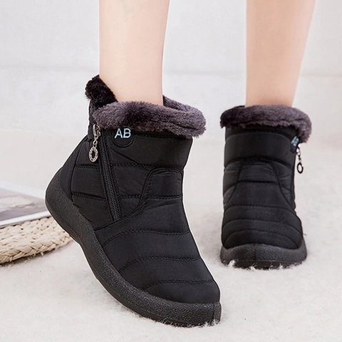 Rimocy-Botas de nieve impermeables para mujer, cálidas y afelpadas, de talla grande 43, botines de plataforma antideslizantes, zapatos acolchados de algodón para invierno, 2022 ► Foto 1/6