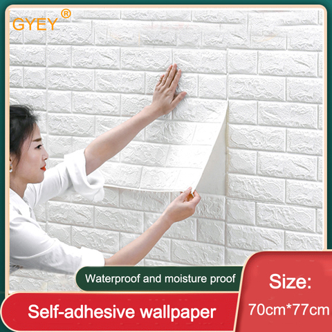 Papel tapiz de ladrillo de fondo de TV autoadhesivo, impermeable, pegatina de pared 3D, papel tapiz para habitación, Mural decorativo para dormitorio, 70x77 ► Foto 1/6