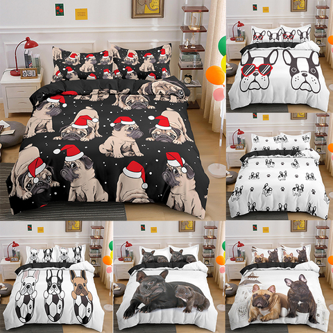 Funda de edredón suave de Pug 3D, juego de cama de Animal, individual, doble, Queen y King Size para dormitorio ► Foto 1/6