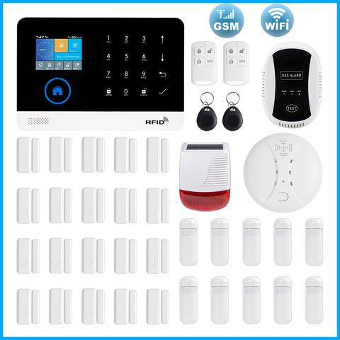 Awaywar, inalámbrico, WIFI, GSM, RFID, TFT, sistema de alarma de seguridad, kit de aplicación remota, teclado táctil antirrobo para casa inteligente ► Foto 1/6