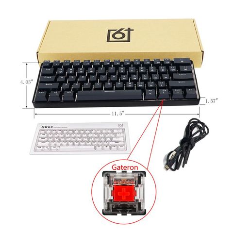 Teclado mecánico GK61 SK61 con 61 teclas, interruptores ópticos Gateron con cable USB y eje de retroiluminado con LED para juegos de escritorio ► Foto 1/6