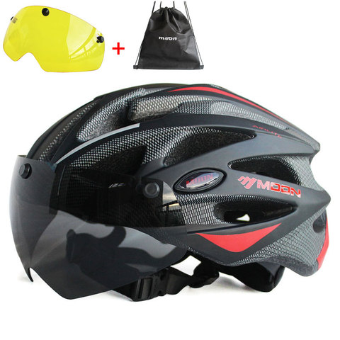 MOON-casco de ciclismo moldeado integralmente para hombre y mujer, ultraligero, con gafas magnéticas ► Foto 1/6