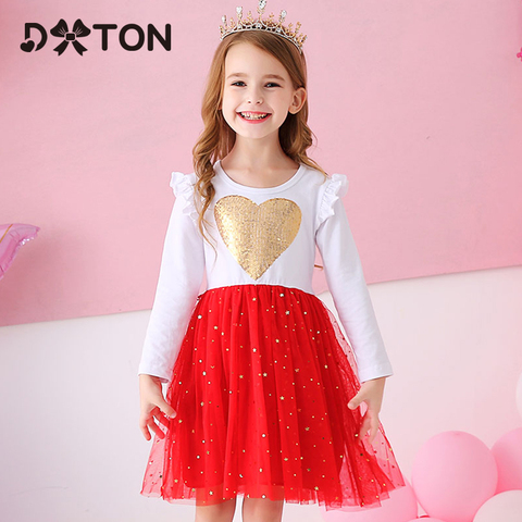 DXTON-vestido de princesa con lentejuelas para niñas, ropa de invierno de manga larga, tutú de manga acampanada ► Foto 1/6