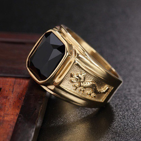 FDLK-Anillo de boda grande para hombre, Color dorado, dragón dorado, estilo Retro, 6-15 ► Foto 1/6