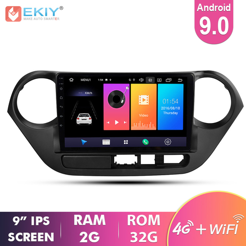 EKIY-Radio Multimedia con GPS para coche, Radio con reproductor, navegador, 2.5D, IPS, Android 9,0, Audio, vídeo para automóvil Hyundai Grand I10 2013 2014 2015 2016 ► Foto 1/6