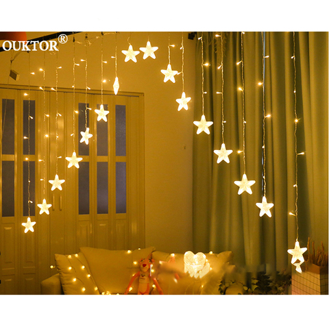 Cortina de luces Led de 3M, guirnalda de luces de 100-240V para el hogar, decoración para fiesta de boda y Navidad ► Foto 1/6