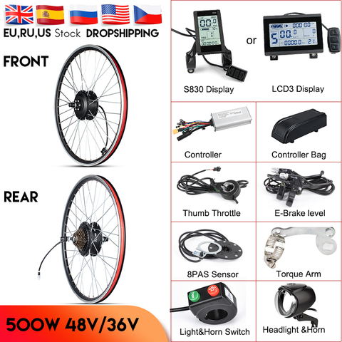 Kit eBike 36V 500W 48V 750W 1000W 1500W delantero trasero e-Rueda