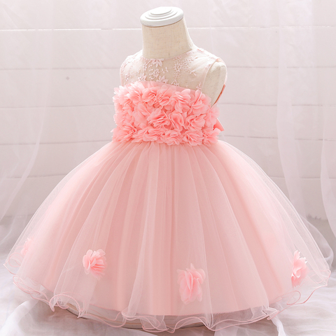 Bebé niña vestidos de princesa para bebés bebé vestido de niña para 1 año cumpleaños bebé recién nacido niña vestido de verano vestido de bautismo de bebé, ► Foto 1/6