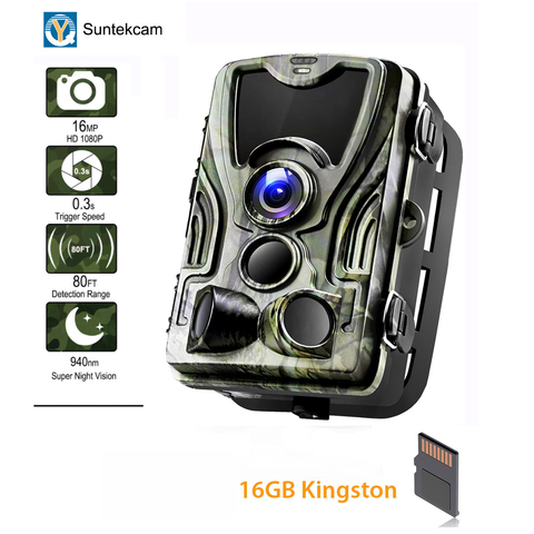 Suntekcam HC-801A 2022 más nuevo caza Cámara 16MP 64 GB Cámara sendero IP65 foto trampas 0,3 gatillo 850nm salvaje trampa de cámara ► Foto 1/6