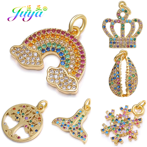 Accesorios de joyería DIY Juya, suministros de cristales multicolores con forma de concha, corona, árbol, copo de nieve, colgantes para joyería ► Foto 1/6