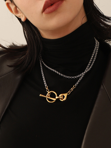 GHIDBK de declaración de diseño largo invierno de plata de oro Color mezclado broche OT collares cadenas y collares estilo de la calle venta al por mayor de joyería ► Foto 1/5