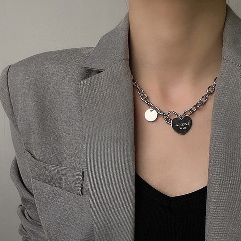 Collar de amor corto para mujer, cadena con letras, de viento frío, Gargantilla de corazón ► Foto 1/6