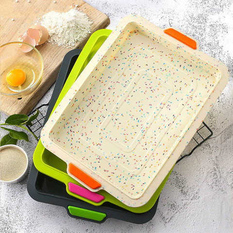 Plaza de la bandeja de horno de silicona Pan molde pastel Pan para hornear molde DIY Pan forma resistente a alta temperatura pastel herramienta ► Foto 1/6