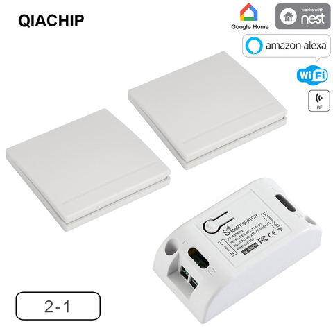 QIACHIP RF 433 110V 220V receptor inteligente Wifi en casa de Control remoto inalámbrico inteligente vida inteligente/Tuya APP funciona con Alexa de Google ► Foto 1/6