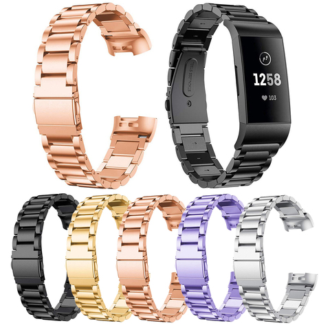 Essidi-Correa de pulsera de acero inoxidable para Fitbit Charge 3 4, repuesto de correa de Metal ► Foto 1/6