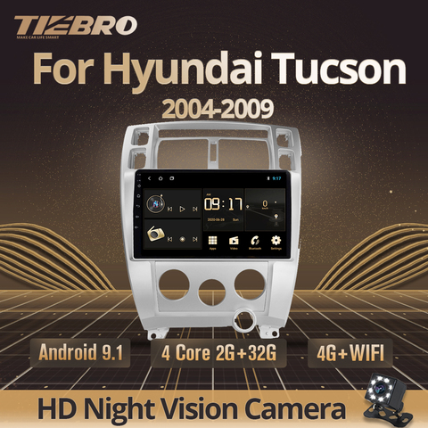 TIEBRO 2.5D IPS Android 9,0 Auto Radio estéreo para Hyundai Tucson 1 2004-2009 Auto reproductor Multimedia sistema de navegación GPS 4G Wifi ► Foto 1/6