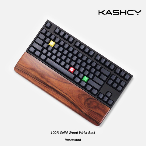 Kashcy reposamanos de palisandro de madera maciza para teclado mecánico ergonómico para juegos almohadilla de soporte para muñeca, 60 87 104 108 teclas ► Foto 1/4