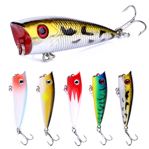 HENGJIA-Señuelos de Pesca Popper Topwater, 6cm, 6,3g, para lubina, manivela, Swimbait, aparejos de Pesca, Wobbler ► Foto 1/1