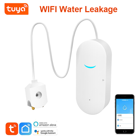 Tuya Wifi inteligente fugas de agua alarma independiente WIFI fuga de agua Detector Sensor de alerta de inundación de desbordamiento inteligente sistema de alarma de seguridad ► Foto 1/6