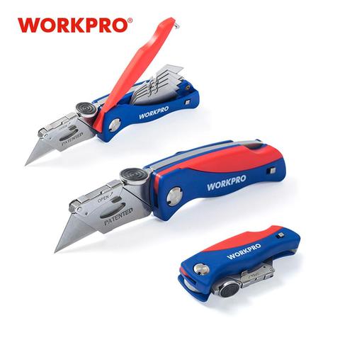 WORKPRO-Cuchillo plegable para electricista, herramienta de corte de utilidad para tubos, cortadores de cables con 5 cuchillas en mango ► Foto 1/6