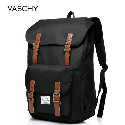 VASCHY-mochila de estudiante para hombre, bolso de escuela secundaria universitaria, bolsa de viaje, mochila para portátil, mochila para mujer ► Foto 1/6