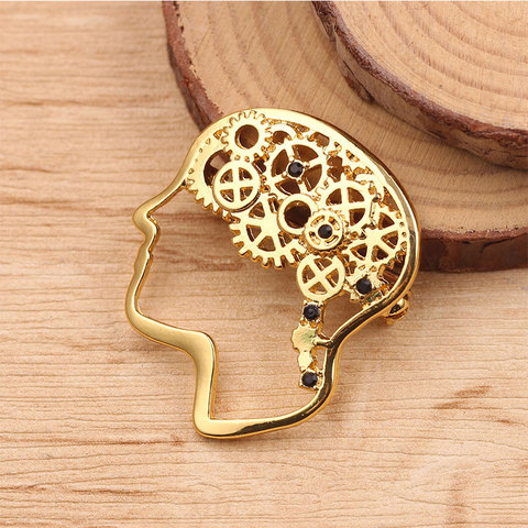 DoreenBeads-broches de Pin de moda estilo Cerebrum/ Brain, accesorios creativos de Color dorado y plateado, regalo, 3,3 cm x 2,9 cm, 1 pieza ► Foto 1/4