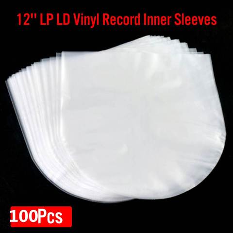 Bolsas de plástico OPP antiestáticas para discos de vinilo, fundas interiores exteriores de plástico, funda transparente, LP, LD, 100 Uds./50, 12