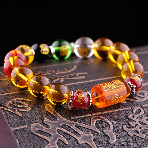 Pulseras de cinco formas de Feng Shui para hombres y mujeres, pulsera de Feng Shui, mascota Yello, negro, blanco, verde, rojo, cristal ► Foto 1/5