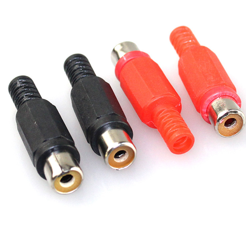 Conector de conector de Audio y vídeo, 10 Uds., soldador RCA, negro, mango de plástico rojo, macho, hembra ► Foto 1/6