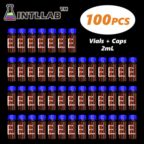 INTLLAB cromatografía Vial de 2ml Hplc frascos y azul tapa de tornillo con agujero 100 unids/pack ► Foto 1/6