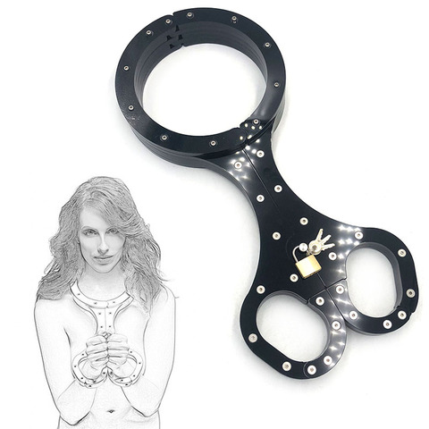 Collar de cristal negro esposas con cerradura de Metal esclavo Bondage esposas sexuales pesadas juegos de adultos Bdsm estante de esclavo restrictivo. ► Foto 1/6