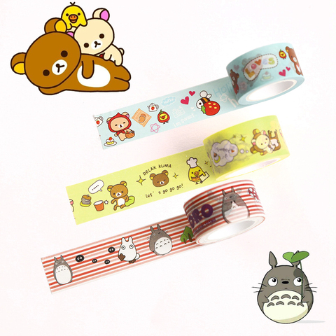 Cinta adhesiva de 20mm con estampado japonés de Totoro Rilakkuma, cinta decorativa de flores, Sumikko Gurashi, para Scrapbooking, Kawaii ► Foto 1/6