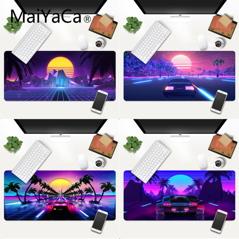 MaiYaCa-alfombrilla de ratón con diseño de neón Retrowave synthwave, Mouse Pad XXL para ordenador portátil, escritorio, pc, gamer completo, lol/world of warcraft ► Foto 1/6