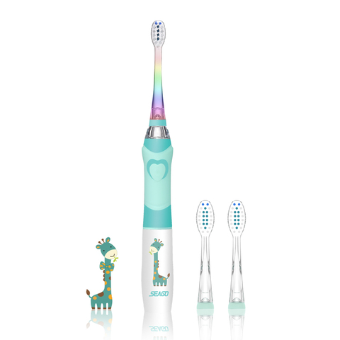 SEAGO-cepillo de dientes eléctrico sónico para niños, con batería de dibujos animados, LED colorido, impermeable, suave, higiene bucal, masaje, cuidado de los dientes SG977 ► Foto 1/6