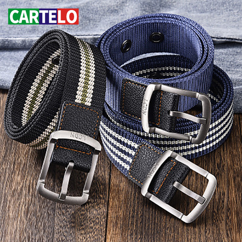 CARTELO-Cinturón ajustable para hombre, cinturón táctico de lona con hebilla de 100cm y 120cm para viaje al aire libre ► Foto 1/6