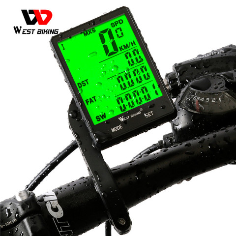 WEST BIKING-ordenador para bicicleta, con pantalla grande de 2,8 pulgadas, inalámbrico, con cable, velocímetro, odómetro, cronómetro para ciclismo ► Foto 1/6