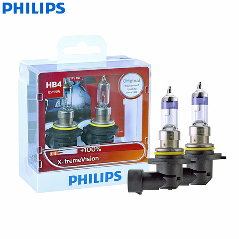 Philips-faros antiniebla para coche x-treme Vision 9006 HB4 12V 55W P22d 9006XVS2 + 100%, luz halógena, paquete doble ► Foto 1/6