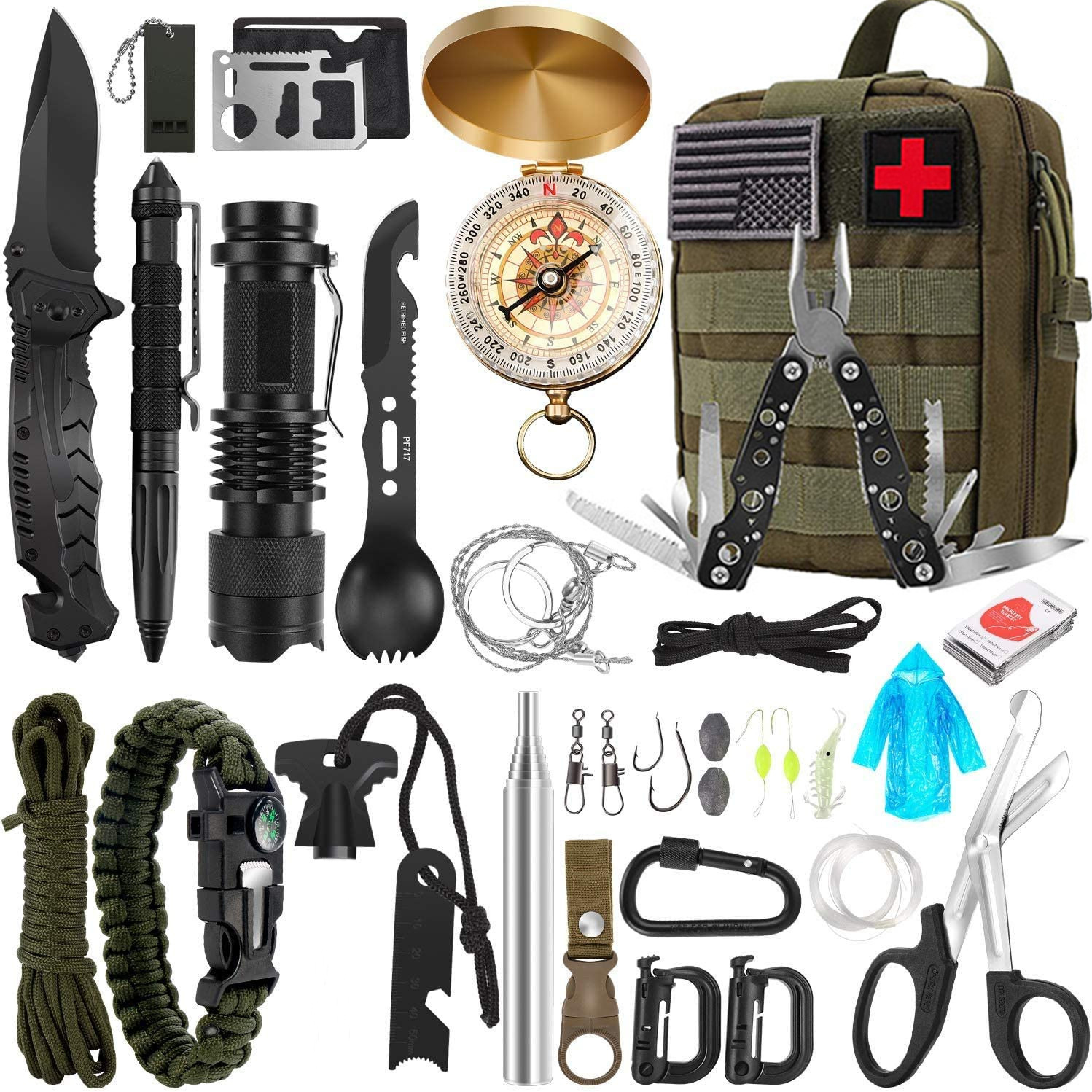 Kits de supervivencia Kit de campamento – Accesorios de equipo táctico  Molle Accesorios Kit de supervivencia EDC Kit de primeros auxilios Militar  EDC