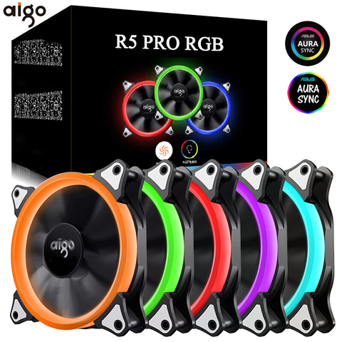 GO-Ventilador de PC de 120mm, Ventilador con cubierta, ajustable, Aurora RGB, Led, Ventilador de enfriamiento de ordenador, 12V, silencioso, Ventilador con cubierta para ordenador ► Foto 1/6