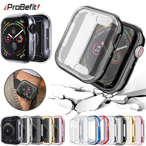 Funda para reloj delgada para carcasa de reloj Apple 6 SE 5 4 3 2 1 42MM 38MM TPU claro y suave Protector de pantalla para iWatch 4 3 44MM 40MM 360 ► Foto 1/6