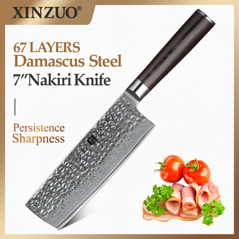 XINZUO-cuchillo de cocina de 6,8 pulgadas, 67 capas, VG10, de acero damasco, cuchillo chino, cuchillos de cocina, mango de madera Pakka ► Foto 1/1