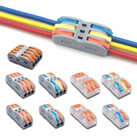 Miniconectores de Cable rápido, Conector de cableado de empalme de resorte compacto Universal, bloque de terminales Push-in, 421, 422, 423 ► Foto 1/6