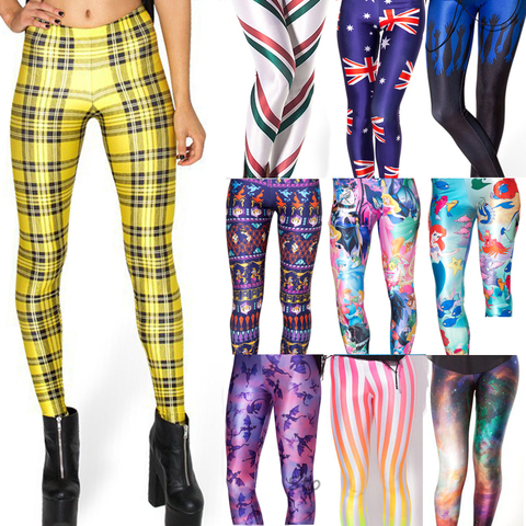 Mallas con estampado de sirena para mujer, Leggings con estampado de galaxia, Animal, Pato Donald, personajes de dibujos animados, pantalones de leche negra, L-1467 G ► Foto 1/6