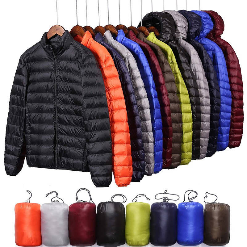 Chaquetas de plumas con capucha para hombre, abrigo ultraligero