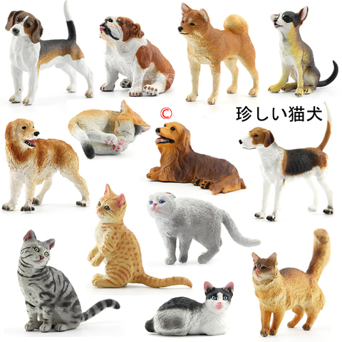 Juego de 28 conjuntos de cachorros de mascota japonesa, peluches auténticos, peluches de pelo corto, gatos, figura para escritorio, makita, Bulldog, Foxhound ► Foto 1/5