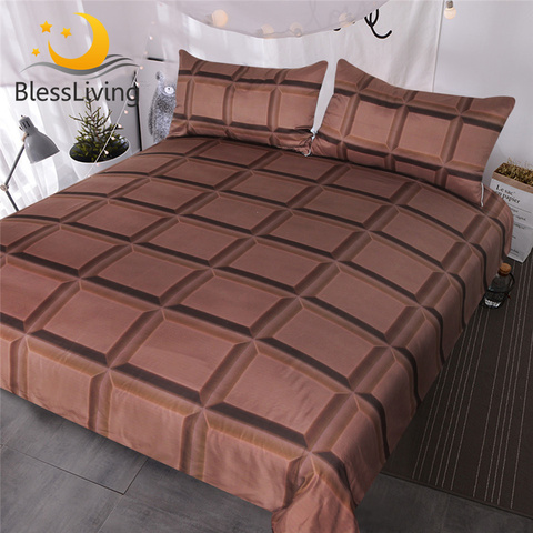 BlessLiving Chocolate Bar ropa de cama 3 piezas Super suave divertida juegos de cama 3d realista gigante Chocolate edredón cubierta para niños niñas ► Foto 1/1