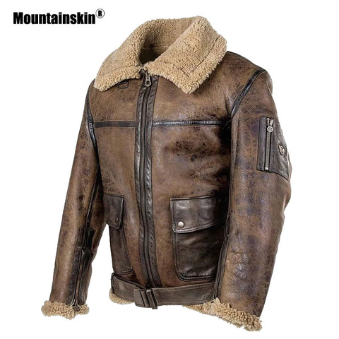 Mountainskin-abrigo de piel sintética para hombre, chaqueta de piel sintética con cuello de piel a la moda, para invierno, SA880, 2022 ► Foto 1/5